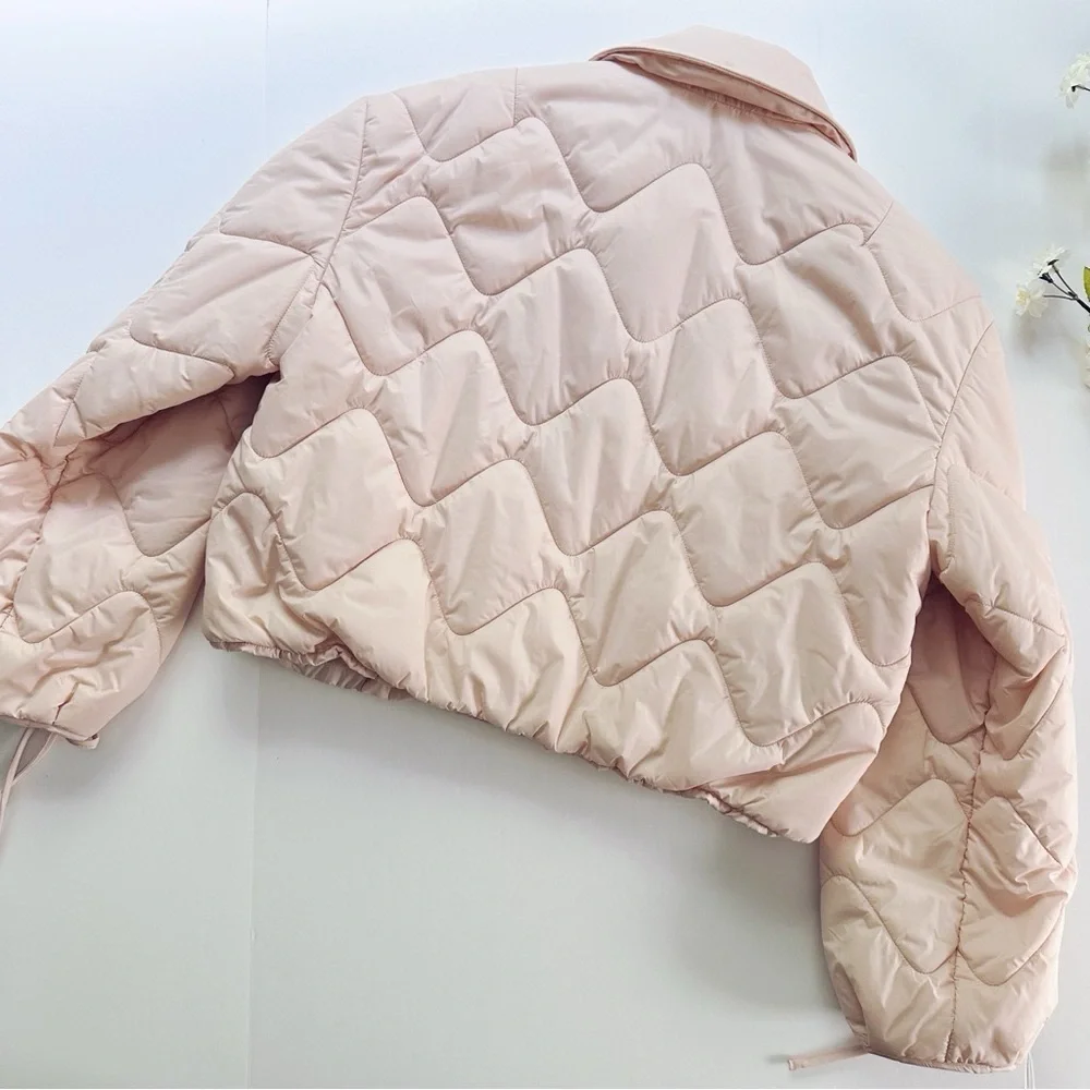 Coach Quilted Blouson Jacket In Recycled Nylon Pink